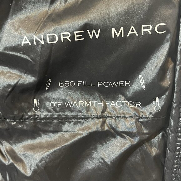 Andrew Marc Women’s Long Jacket Lightweight Hooded Down Quilted Black Medium - Picture 5 of 16
